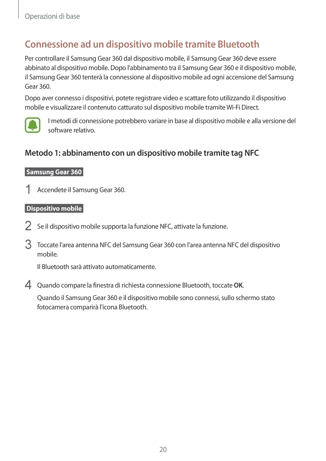 Samsung SM-C200NZWAITV manual Connessione ad un dispositivo mobile tramite Bluetooth,  Dispositivo mobile  